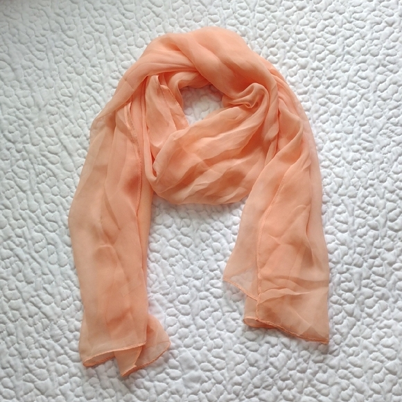 Lightweight Silk Like Peach Colored Scarf - Picture 1 of 6